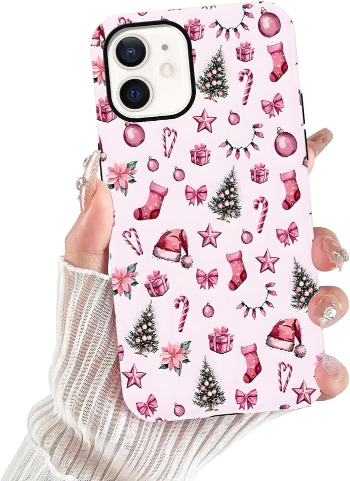 Christmas Pink Tree Bow Phone Case for iPhone 12 / iPhone 12 Pro 6.1"