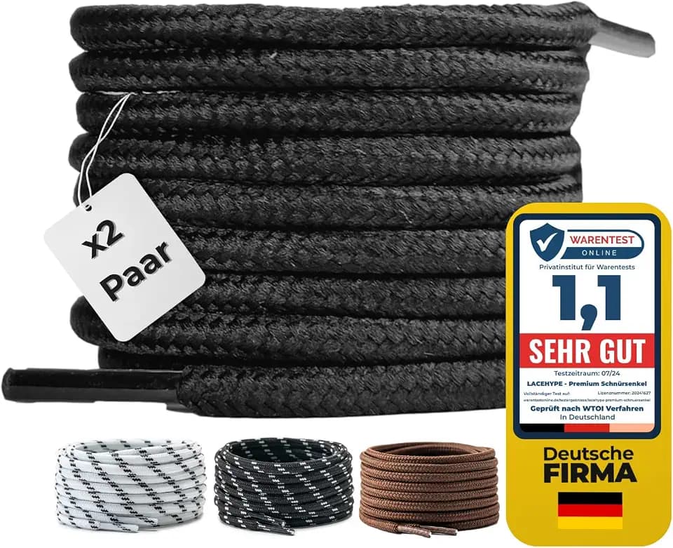 LaceHype 2 Paar Premium Schnürsenkel rund 4,5 mm Schühbänder aus Polyester