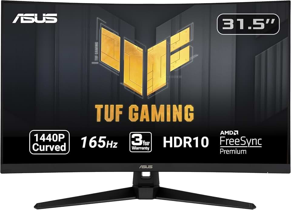 ASUS TUF Gaming VG32VQ1B 32 Inch 1440p 165Hz HDR Curved Gaming Monitor