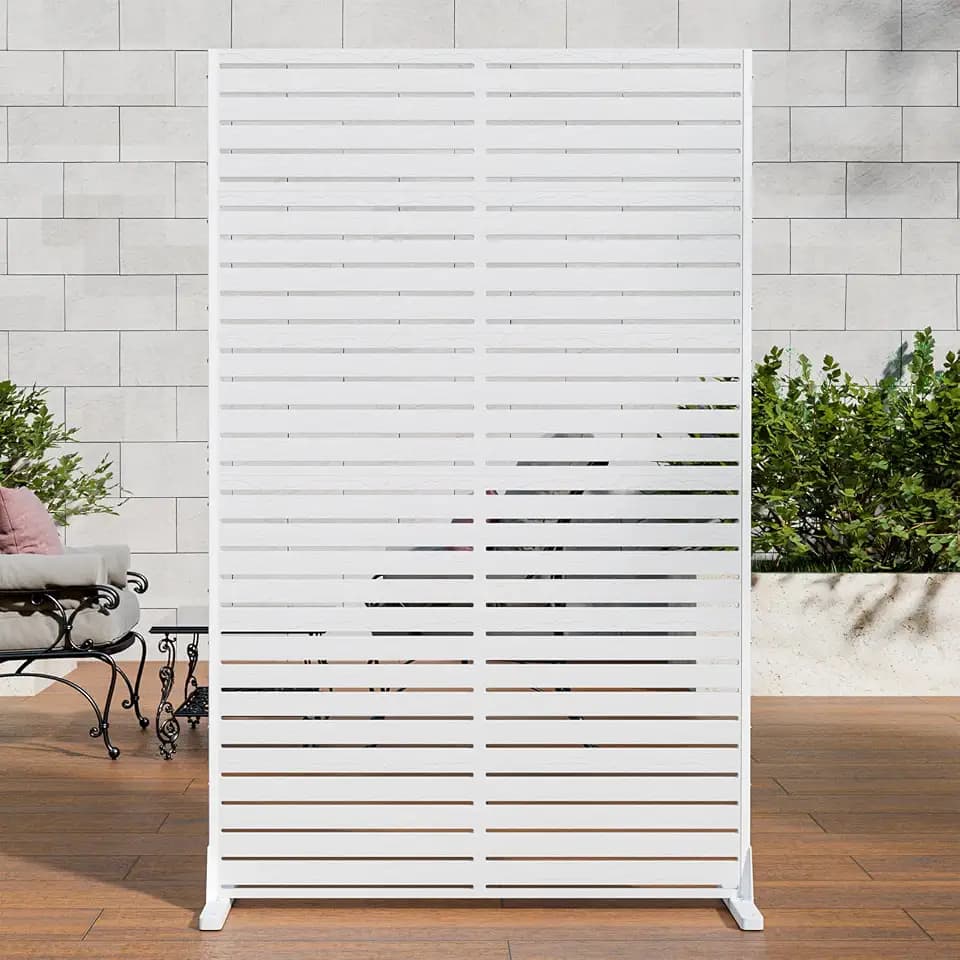 Privacy Screen Outdoor Freestanding Fence Panel with 6 Panel, 72" H×47" W HDPE Decorative Screen Panel with Stand, Air Conditioner Fence, Privacy Panels for Patio, Balcony, Garden, Backyard