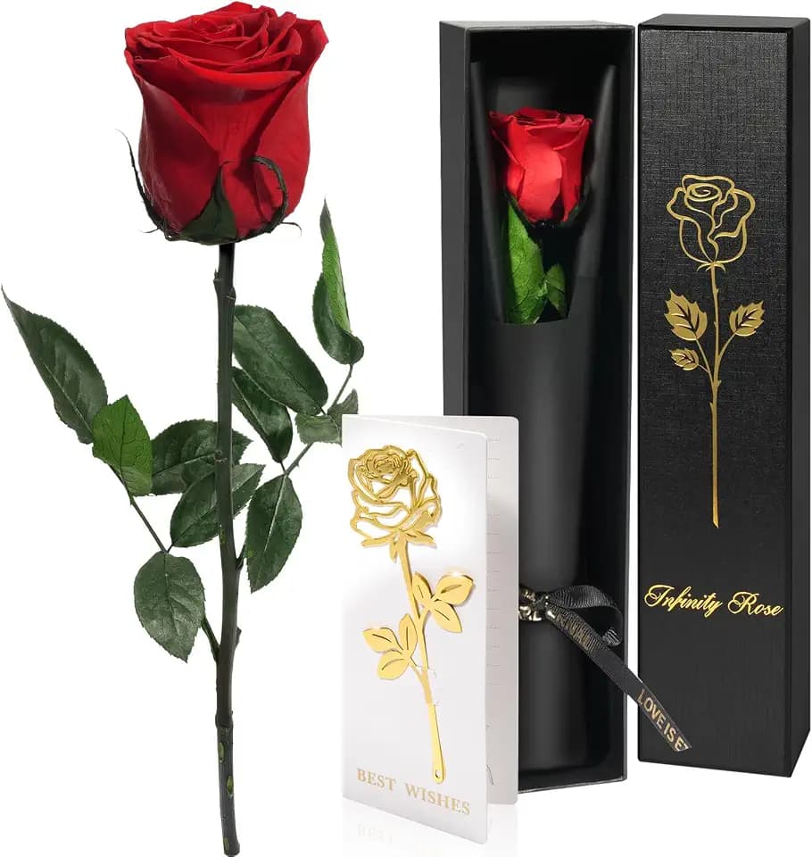 Yamonic Ewige Rose Geschenke für Frauen, Infinity Rosen mit Stiel,Konservierte Blumen Geschenk für Mama, Echte Rose in Geschenkbox für Frauen,Rose Valentinstag Geburtstagsgeschenk