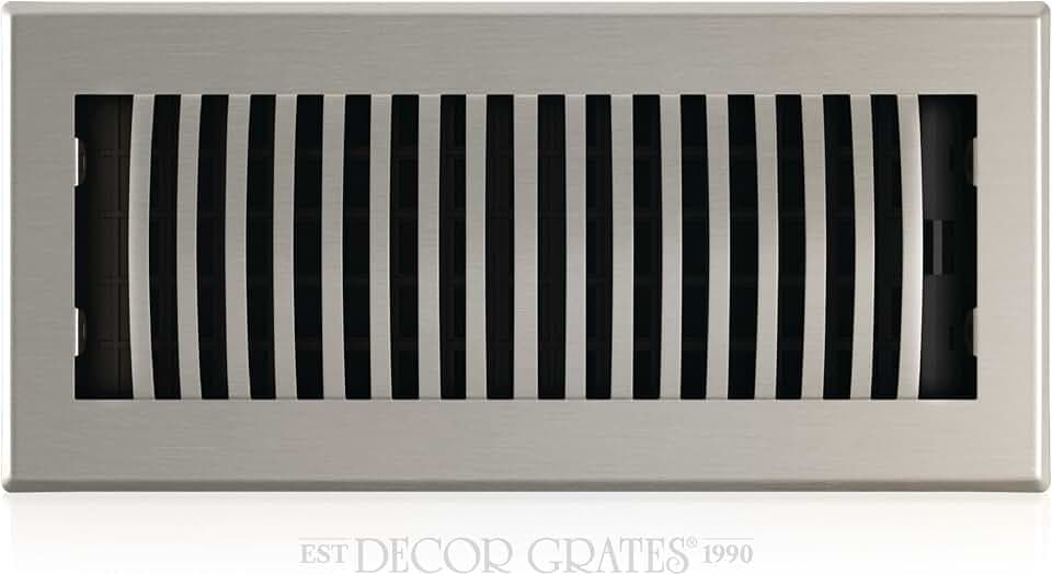 Decor Grates LAH410-NKL Louvered Floor Register, 4x10 Inches, Brushed Nickel