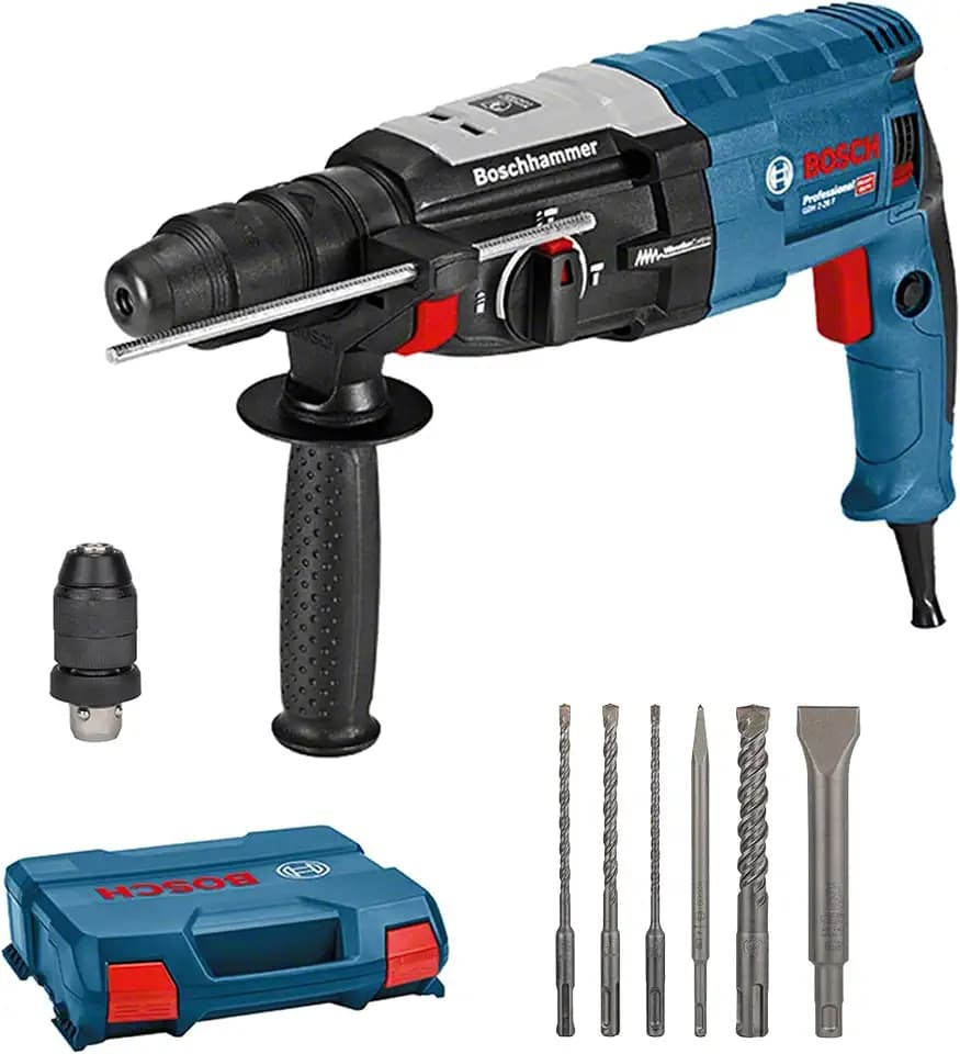 Bosch Professional Bohrhammer GBH 2-28 F (Leistung 880 Watt, Bohr-Ø Beton max: 28 mm, inkl. 6tlg. Bohr-Meißel-Set, SDS-Plus,) - Amazon Exclusive, Corded Electricac_dc