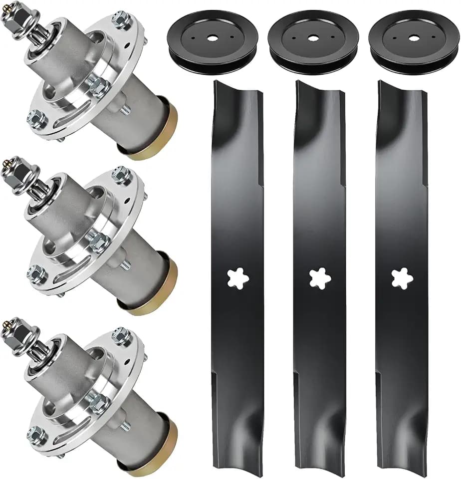52-Inch Mower Deck Repair Kit – Compatible with Hu sqvar na EZ5221, MZ5225, EZ5226 – 3 Spindles (539112170) & 3 Blades (510417801, 539112079) Included