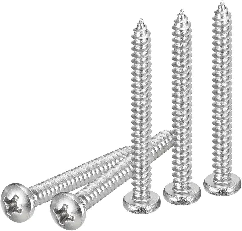 DTGN #8x1-3/4 Silver Screws - 100Pack - 304 Stainless Steel Pan Head Phillips Sheet Metal Screw Self-Tapping Screw Wood Screws Screw