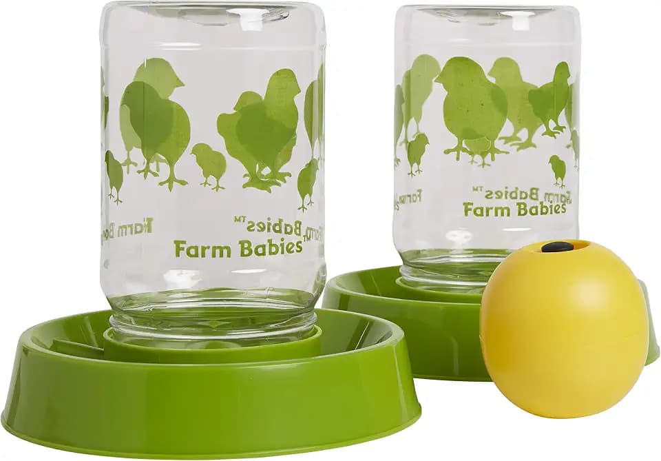 Lixit® Baby Chick Feeder or Waterer - Made in USA (Pack of 2 w/Ball)