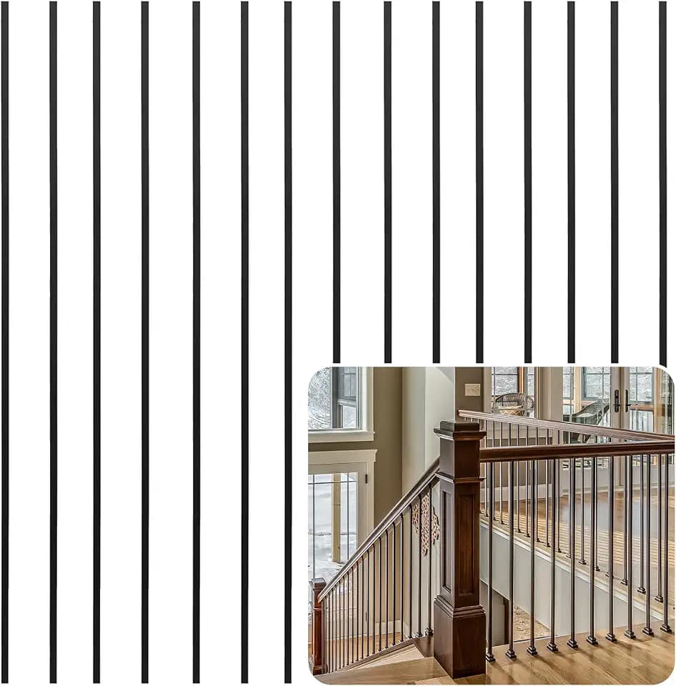 Sidasu 30Pcs Iron Balusters 44''x1/2" Square Hollow Metal Stair Spindles