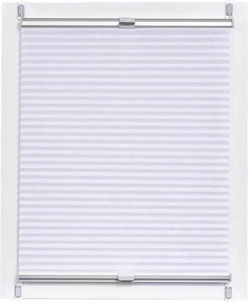 Sunlines Made in Germany, Tageslicht, Klemmfix, Weiss, silbergraue Schiene, 70 x 150 Wabenplissee, Stoff, 70 x 150cm