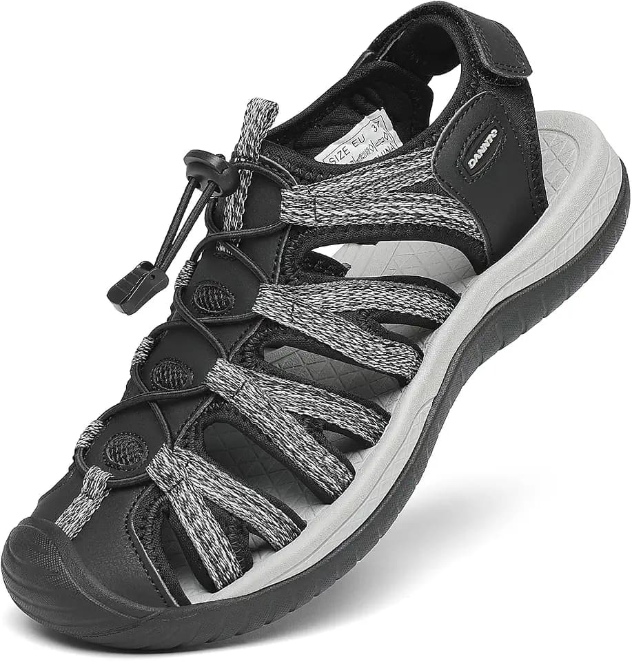 DANNTO Sandalen Damen Trekking Sportsandalen Outdoorsandale Geschlossene Gummi Wandersandalen Sommer für Reisen
