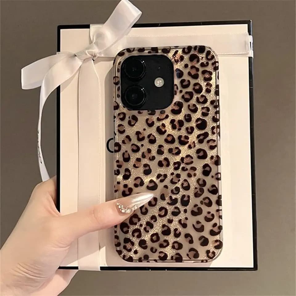 inewateri Compatible for iPhone 16 Plus Case with Cute Cheetah Leopard Print Retro Aesthetics Design Soft Slim TPU Shockproof Protective Bumper Glitter Shiny Phone Cover-Gold