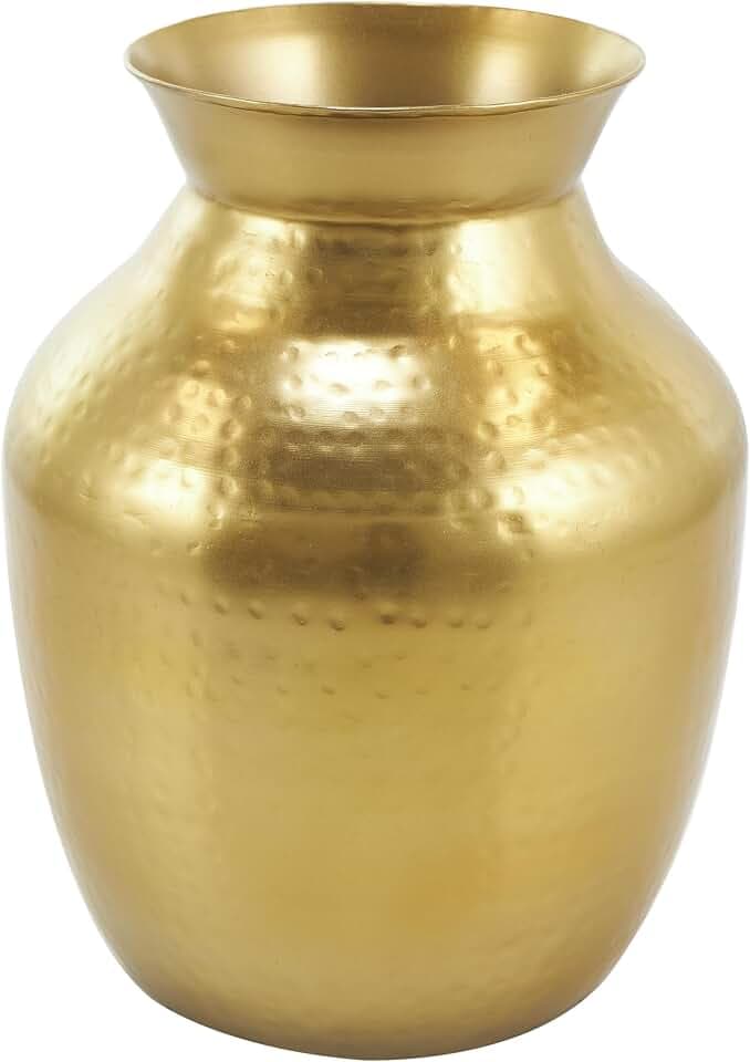 Deco 79 Metal Decorative Vase Hammered Spotted Centerpiece Vase, Flower Vase for Home Decoration 9" x 9" x 12", Gold