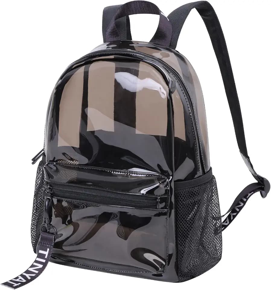 TINYAT Small Clear backpack for Women - See Through Clear Bag