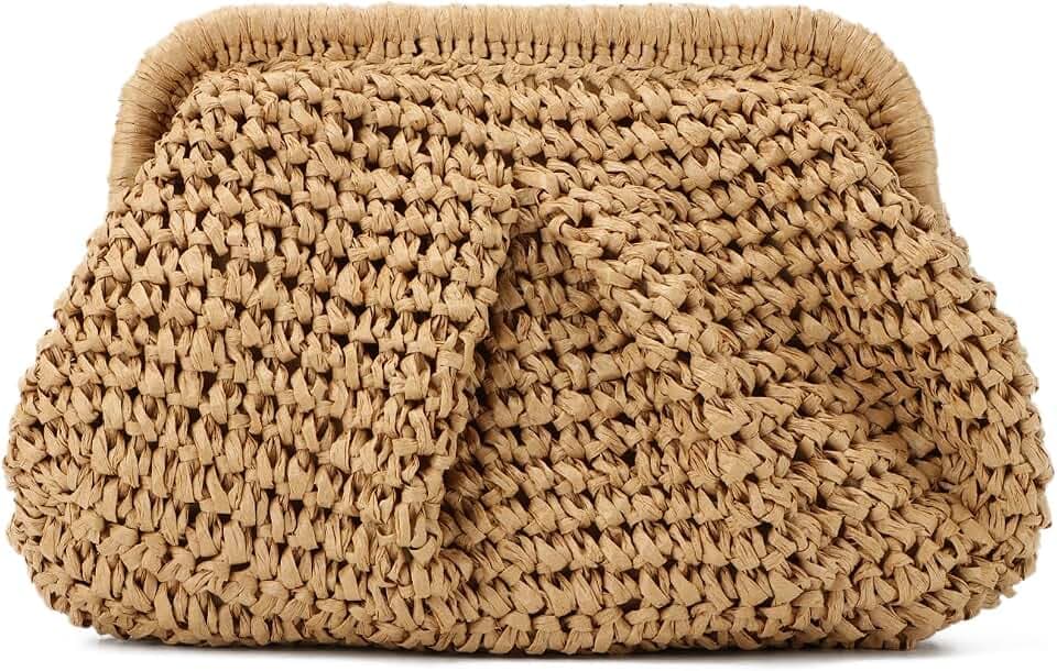 Freie Liebe Straw Clutch Purses for Women Woven Dumpling Bag Summer Beach Clutch Wicker Crossbody Purses