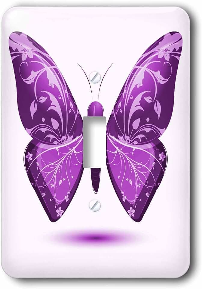3dRose (lsp_101576_1) Large Purple Butterfly With Flourish Wings - Single Toggle Switch