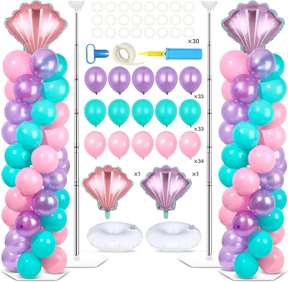 2 Sets Mermaid Balloon Column Stand Kit Adjustable Mermaid Balloon Decor
