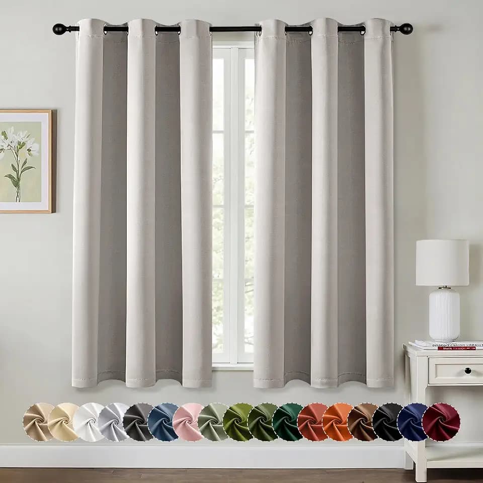 MIULEE Blackout Curtains for Bedroom 2 Panels 40 x 63 Inch Long Cobblestone