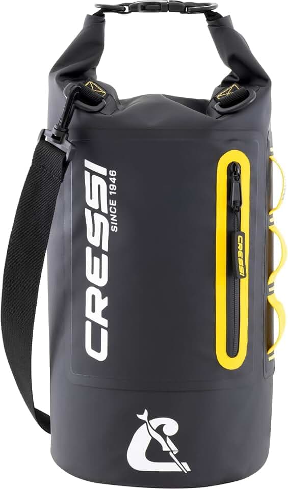 CRESSI Ocelot Dry Bag Waterproof & Dry Backpacks, Black/Yellow, 10 L