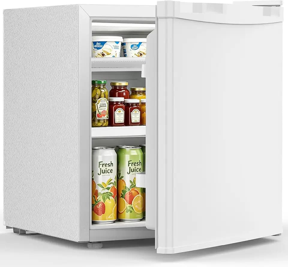 Antarctic Star Mini Fridge, Rated 1.6 cu.ft, Small Upright Refrigerator with Removable Shelves, 7 Adjustable Thermostat, Low Noise for Bedroom/Apartment/Office,White