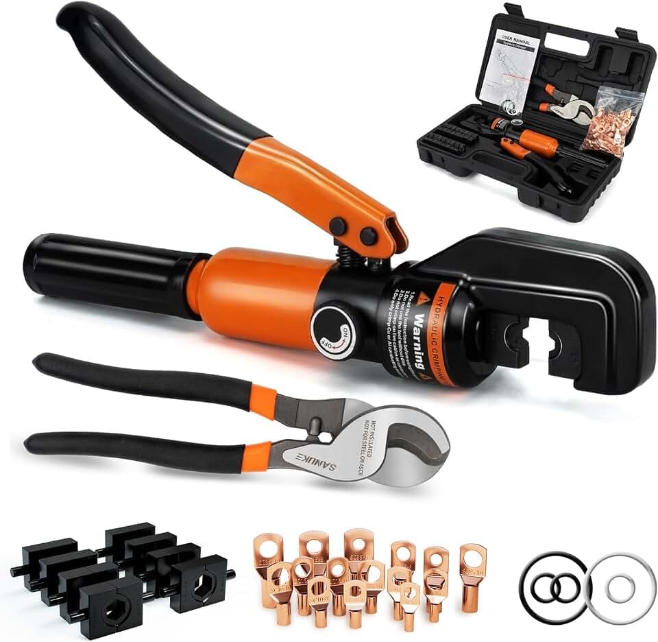 Sanuke Hydraulic Crimping Tool and Cable Cutter, 12 AWG to 2/0 AWG