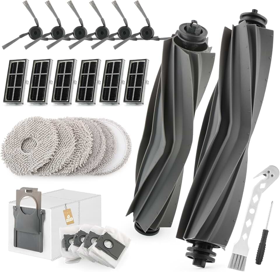 Zubehör für Dreame X40 Ultra Complete /L40 Ultra /X40 Master für Dreame L40 Ultra mit 2 Hauptbürste, 6 Seitenbürsten, 4 Staubbeutel, 6 Mopp, 6 HEPA Filter, 1 Bürste Staubsauger Ersatzteile Teile