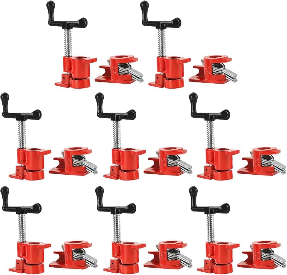 8 Pack 3/4" Wood Gluing Pipe Clamp Set, Pipe Clamp Fixture