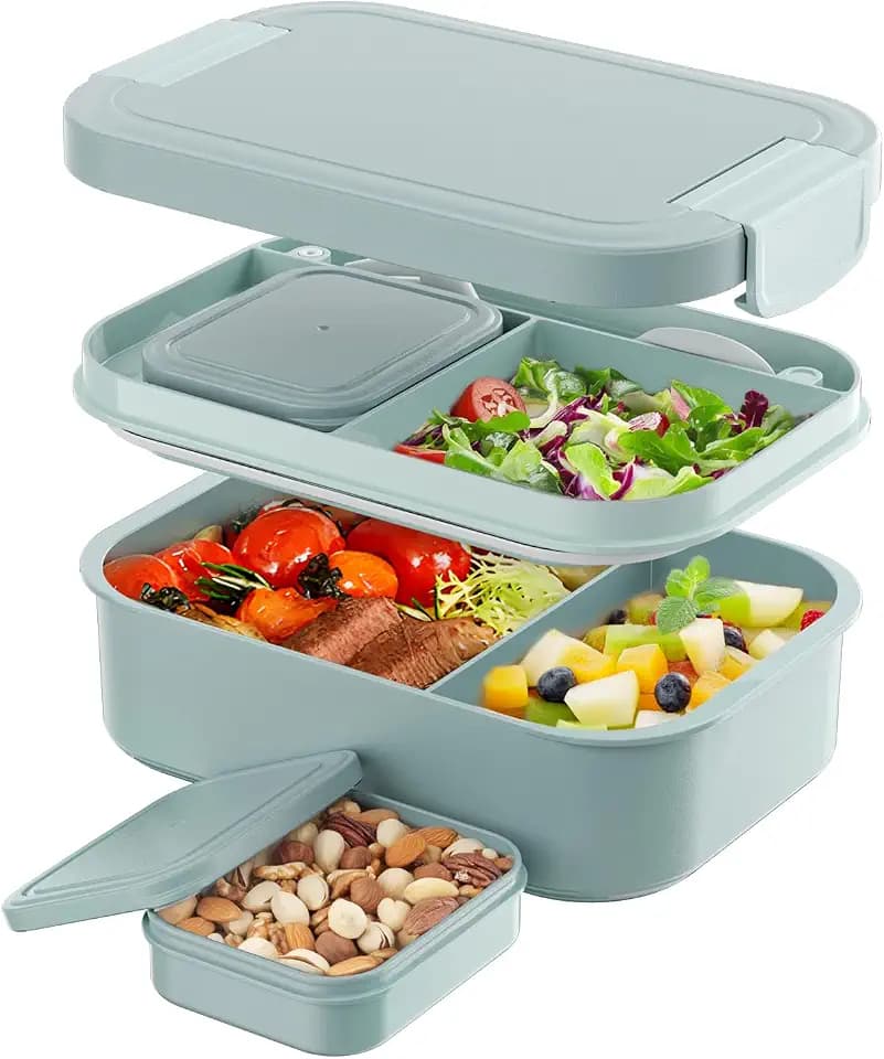 LEIKEEGO Lunchbox Erwachsene 1900ml Brotdose Auslaufsicher Bento Box Erwachsene für Büro, Schule (Grün)