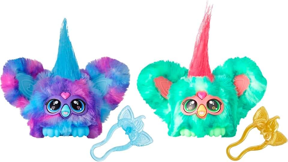Furby Furblets 2-Pack, Mini Friends Luv-Lee & Mello-Nee, 45+ Sounds Each, Music & Furbish Phrases, Electronic Plush Toys, Red/Green & Purple/Blue, Ages 6+ (Amazon Exclusive)