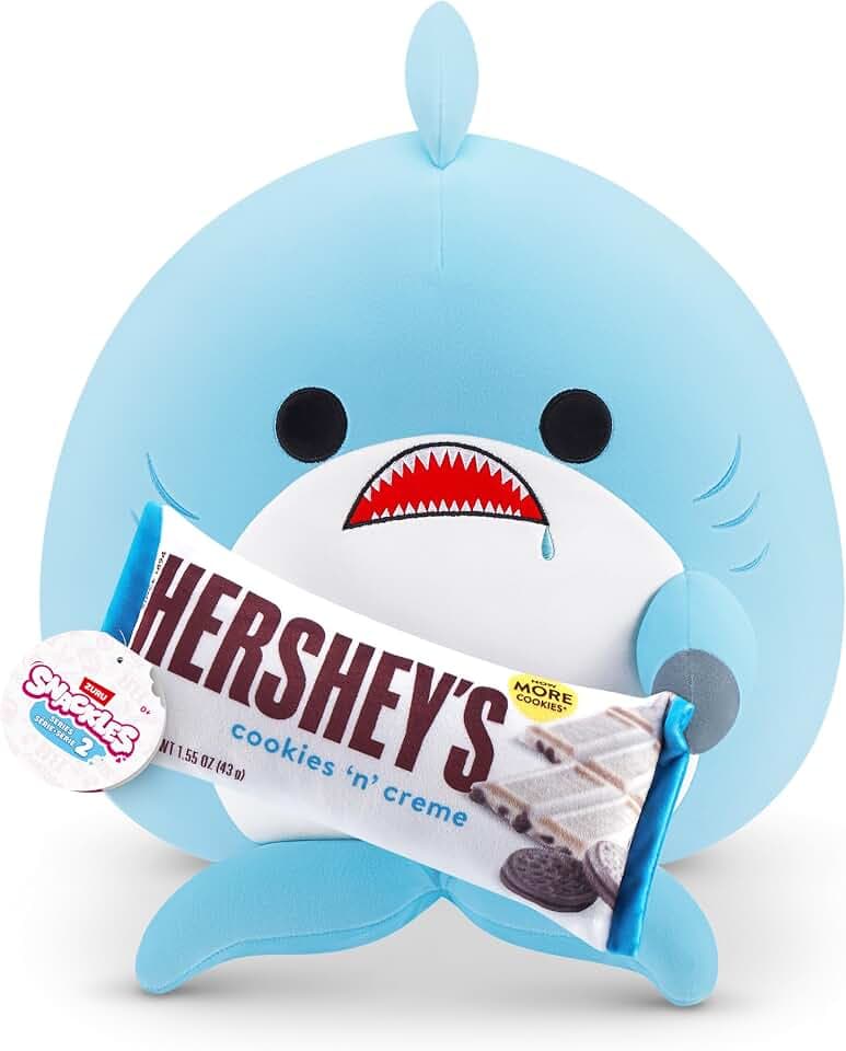 Snackles, Series 2, Shark (Hershey, Cookie n Cream), Kuschelig-weiches, beruhigendes, 40 cm großes Plüschspielzeug mit lizenziertem Snackmarken-Accessoire (Shark)