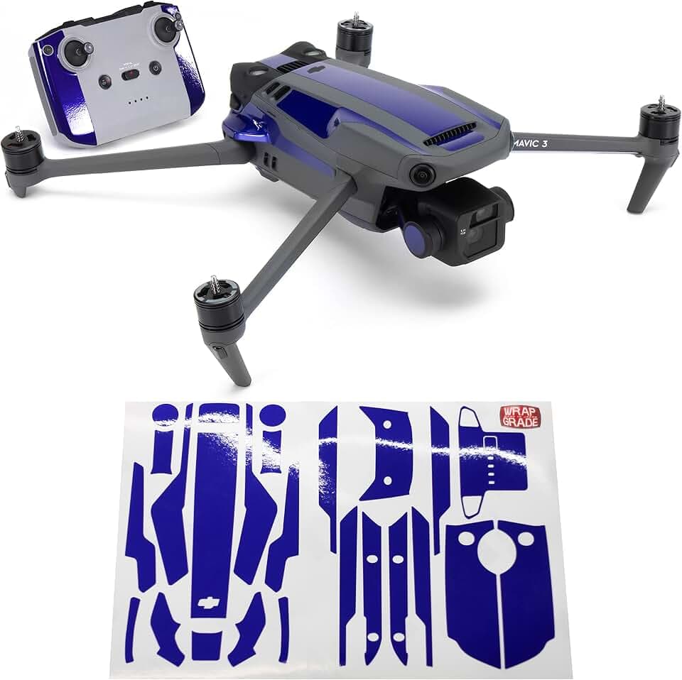 WRAPGRADE Partial Skin Stickers for DJI Mavic 3 / Mavic 3 Classic Accent Color (Stratosphere Blue)