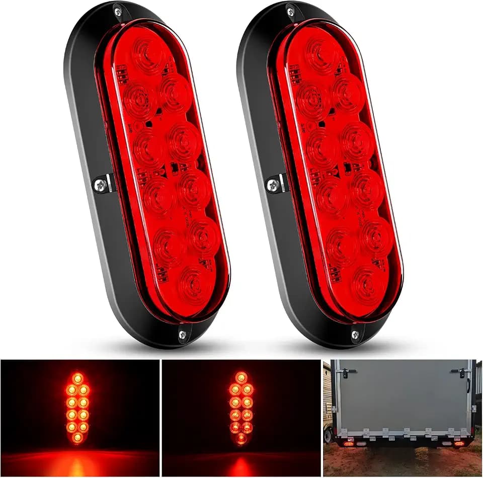 Nilight Trailer Tail Lights 2PCS 6 Inch Brake Turn LED Lamp, Red Beam