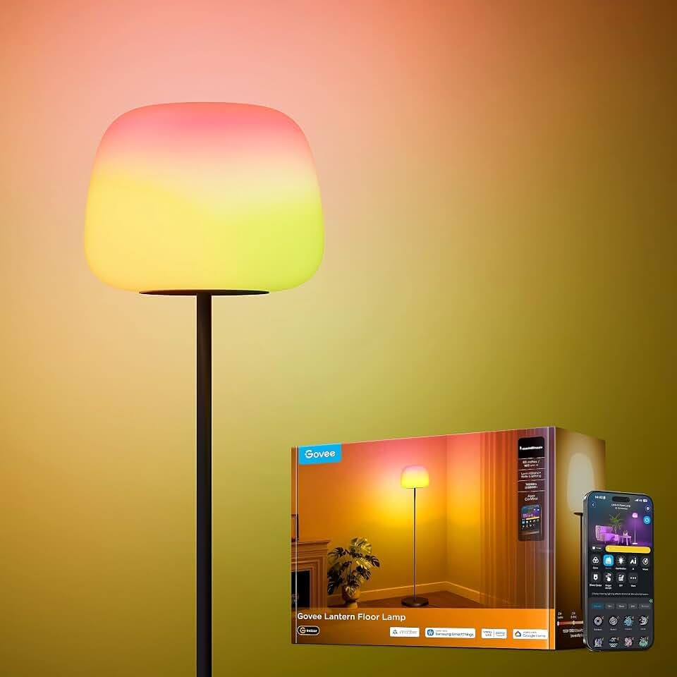 Govee Laterne Stehlampe LED, RGBICWW Stehlampe Dimmbar 1000K-10000K Schwarz
