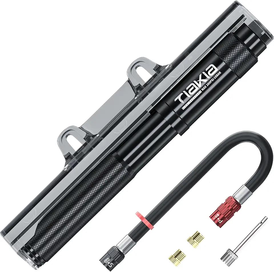 Tiakia Fahrradpumpe Klein 260PSI für Presta Schrader Dunlop Ventile