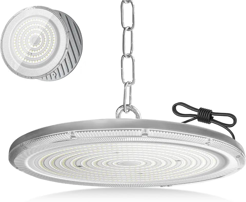 LED UFO Industrielampe,300W Superhell Hallenstrahler UFO LED Werkstattlampe,6500K Kaltweiß IP65 Wasserdicht High Bay Licht Kronleuchter für Fabriken,Garage,Lagerhaus,Baustelle,Stadion