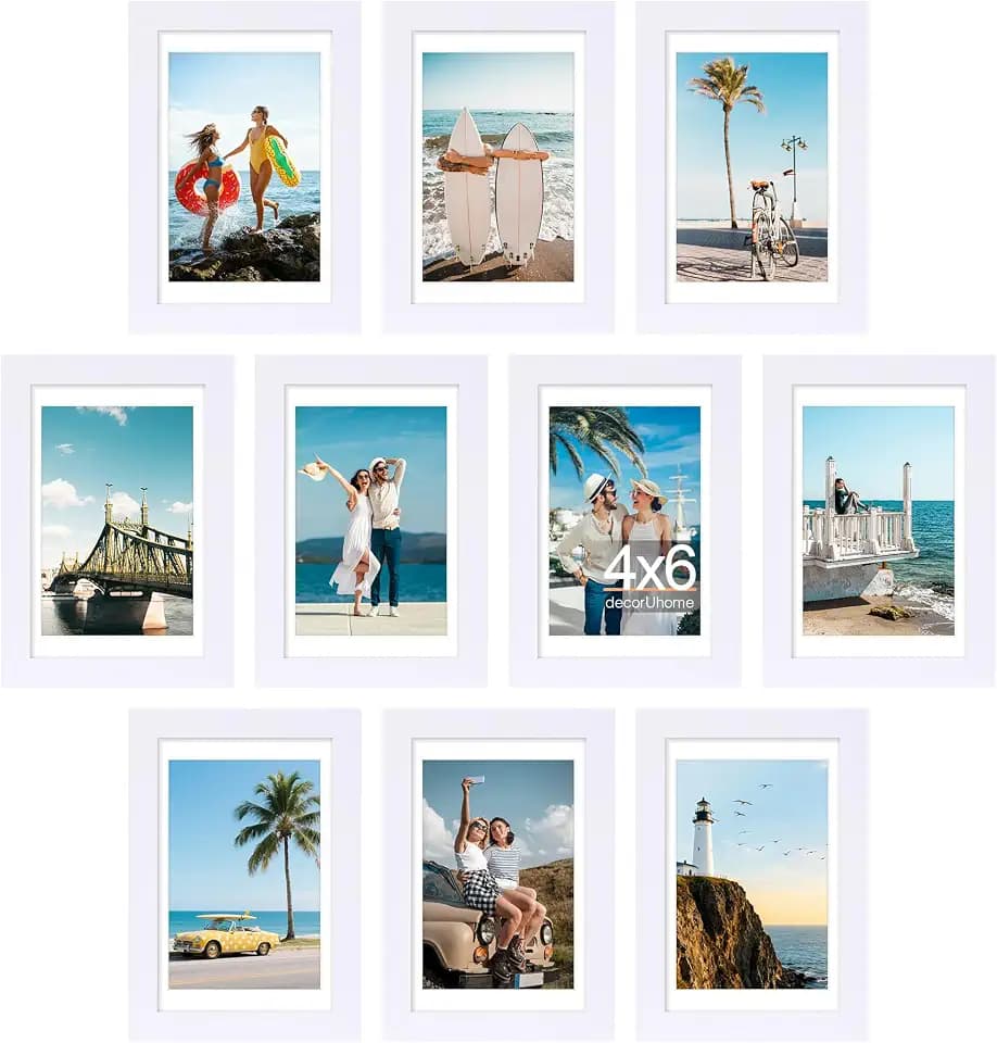 decorUhome 10 Pack 4x6 Picture Frame Collage Wall Decor with 3.5x5 Mat
