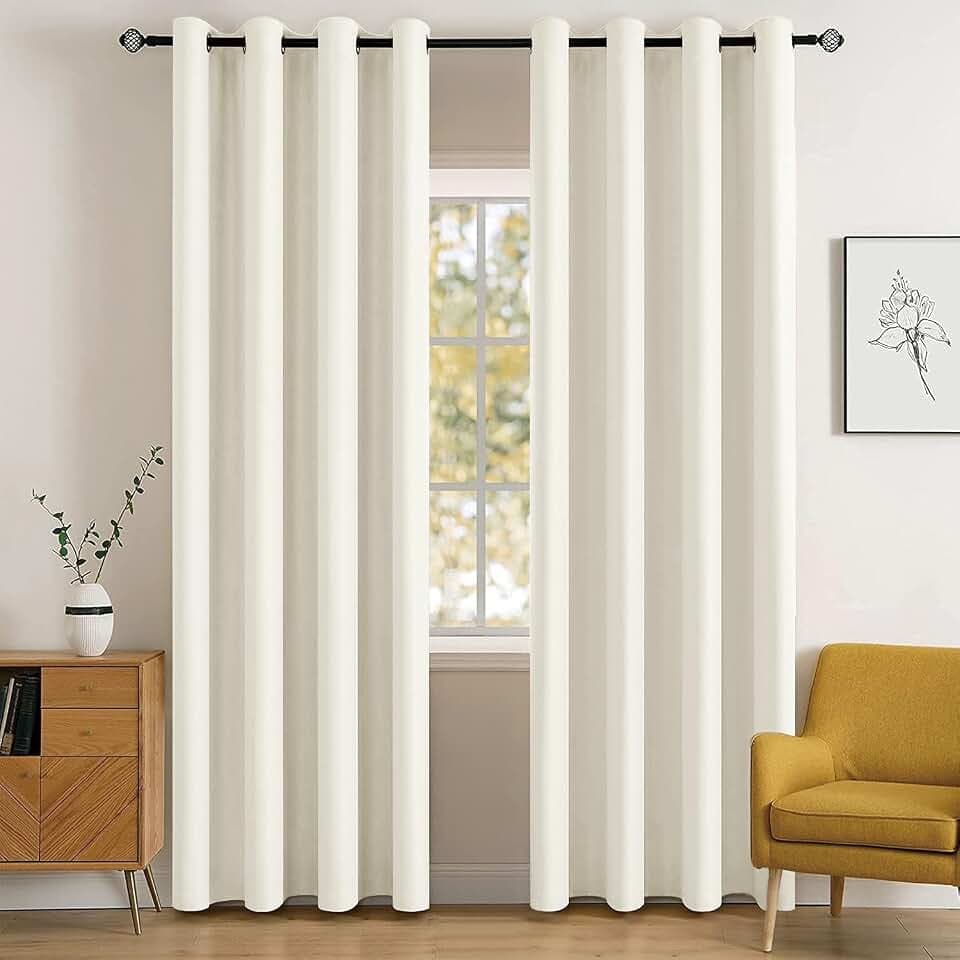 MIULEE Cream Blackout Bedroom Curtains Drapes 72 Inch Long 52"x72"