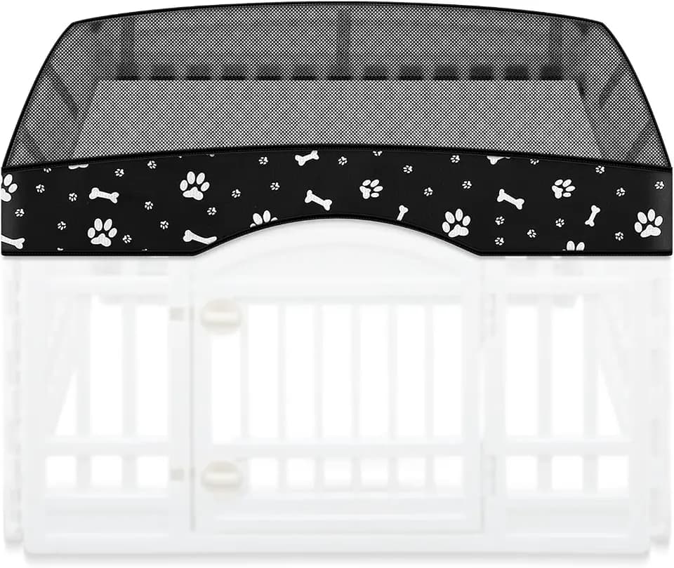 Dog Playpen Mesh Top Lid Fits for 36 Inch 4 Panels Crate Cover, Black