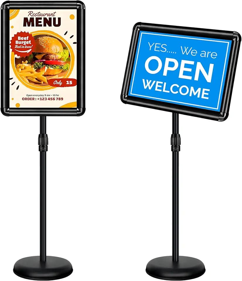A3 Infoständer Höhenverstellbar Aluminium DIN A3 Plakatständer Informationsständer Präsentationsständer Werbeständer mit Sicherheitsecke ,Schwarz