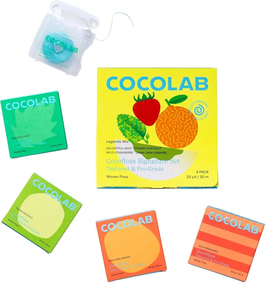 Cocofloss Expanding Woven Dental Floss by COCOLAB, Signature Set, 4-Pack