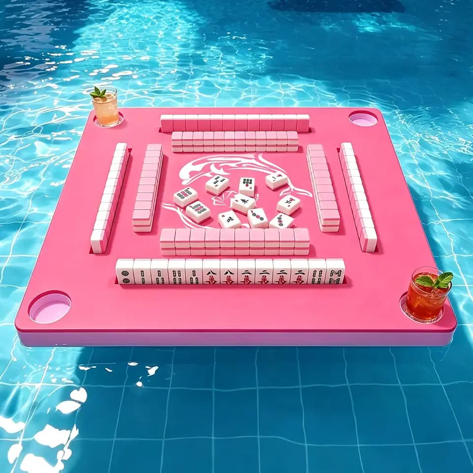 Floating Mahjong Table for Pool, No Assembly EVA Water Game Table Tray, Portable Swimming Pool Hot Tub Floating Board Game Table for Adults, Card Poker Domino Mahjong Game Summer Party Supplies