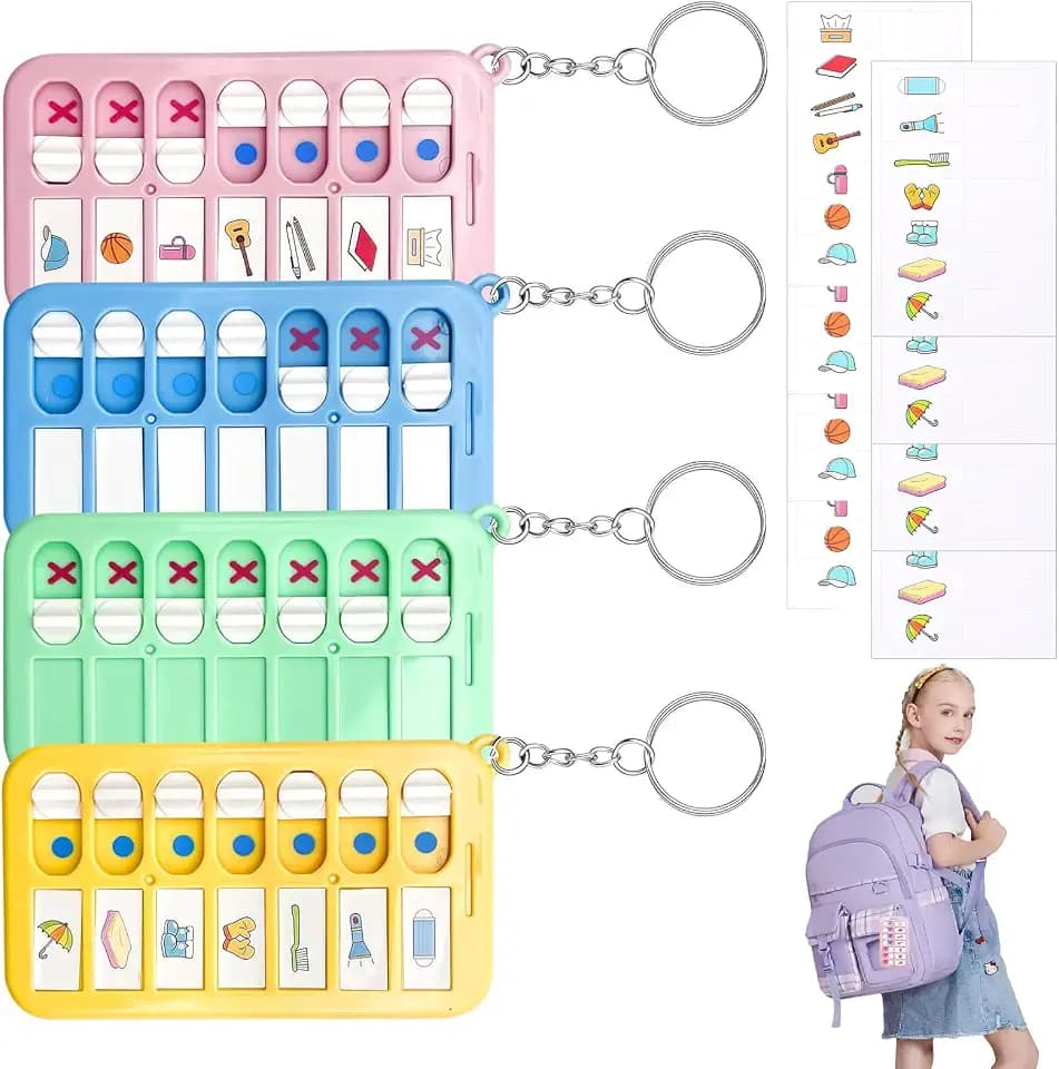 4 Stück Wiederverwendbare to Do Liste Kinder, Mit Schlüsselanhänger