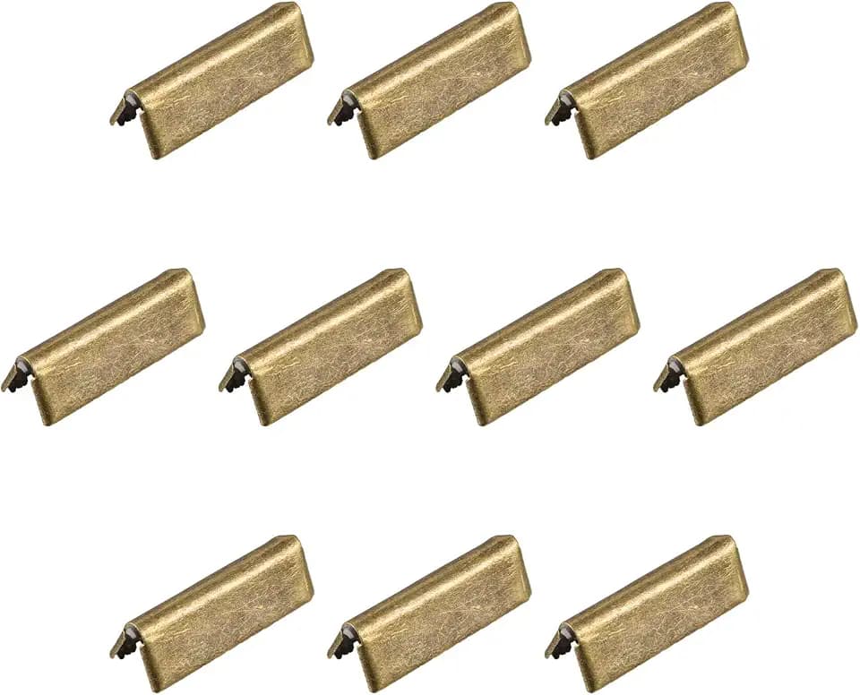 sourcing map 24 Stück Gürtelschnallen-Endspitzen, 21 mm/0,83 Zoll Band-Crimp-Verschlüsse für Leder, Gurtband, DIY-Bastelarbeiten, bronzefarben