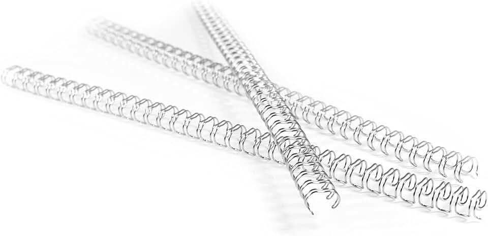 Pavo - Premium WireBind Drahtbinderücken A4, 7,9 mm, 34 Schlaufen, 3:1 Teilung, für 36-50 Blatt, Silber, Packung mit 100 Stück - 8001859