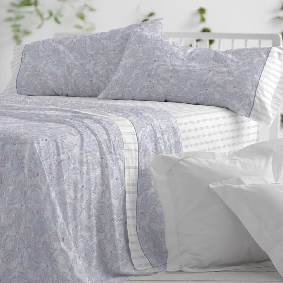 Burrito Blanco Bettwäsche-Set, 100% Baumwolle, für Betten mit 180 cm, Blau