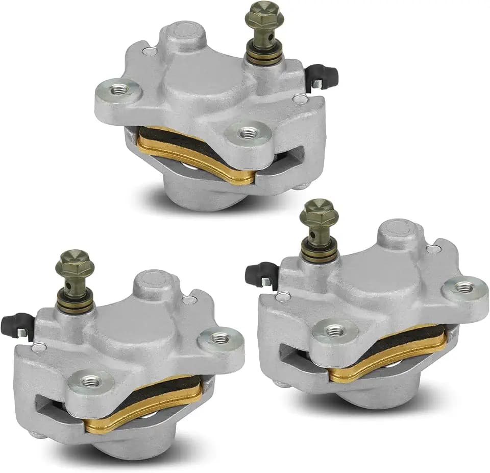 Front Rear ATV Brake Calipers Set with Pads for Arctic Cat 400 500 1998 1999 2000 2001 2002, Replace for 0402-011 0402-010, 3 Set，Left/Right Calipers