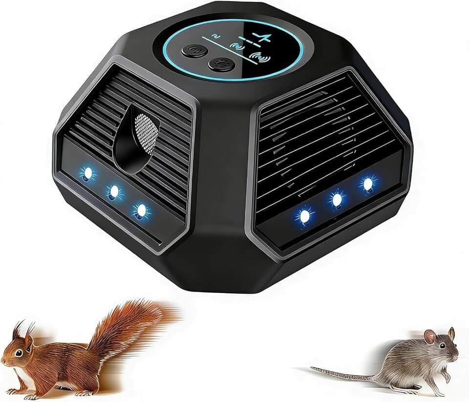 360° Ultraschall Maus und Ratten,Ultraschall mit LED,Effektiv Mäuse vertreiben mit Ultraschallwellen,für Nagetiere, Mäuse, Eichhörnchen, Spinnen