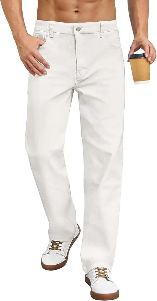 Men's Regular Fit Stretch Jeans Casual Straight Leg Denim Pants