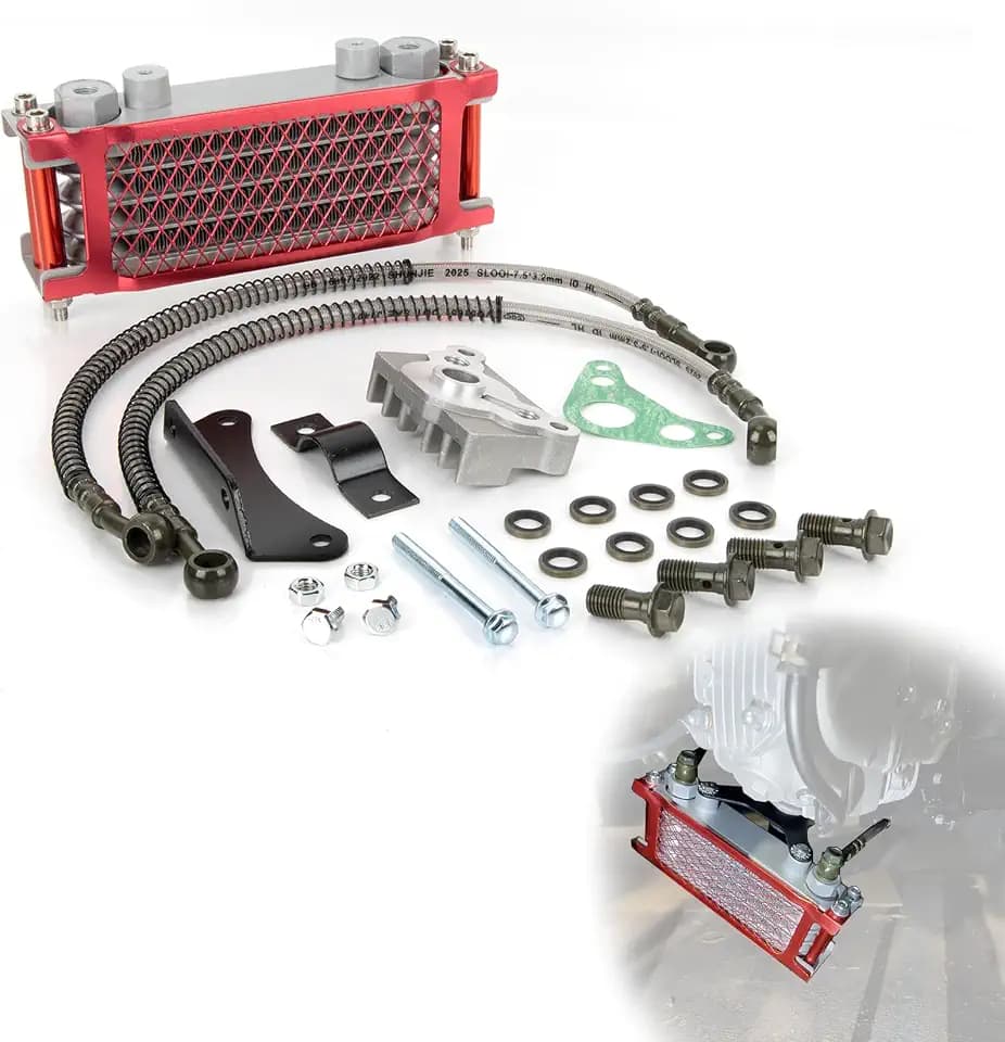 PSLER Motorcycle Oil Cooler Radiator for CRF XR KLX 50-140cc Dirt Bike, Red