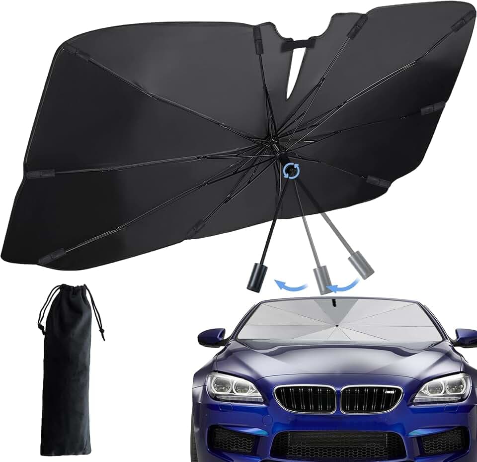 Sonnenschutz Auto Frontscheibe,Faltbar Auto Sonnenschirm für UV-Schutz Wärmeisolierend, Sonnenschutz Auto Innen, Windschutzscheibe Sonnenschirm für die meisten Autos SUV MPV LKW-L(148 * 85cm)