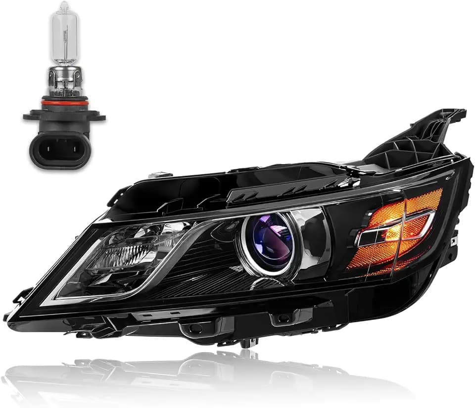 KUIPERAUTO Headlights Assembly Compatible with 2014-2020 Chevrolet Impala Driver Side w/High/Low Bulb 9005（included） Black/Clear/Amber