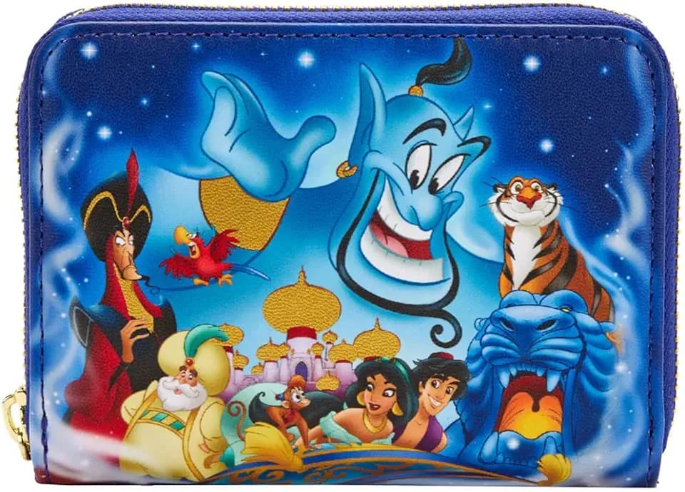 Loungefly Aladdin 30th Anniversary Ziparound Disney Wallet, Blau, Standard, Mit umlaufendem Reißverschluss